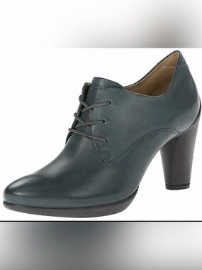 Ecco Dark Teal Leather Sculptured 75 Lace-Up Heel